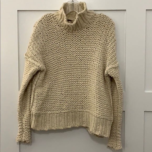 Free People Chunky Cotton Knit Cowl Neck Sweater - Picture 3 of 11